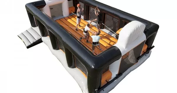 Sloosh Gioco Gonfiabile A Forma Di Polpo 2 In 1: Canestro Da Basket E Lancio Anelli, Con 2 Palloni E 6 Anelli, Per Piscina E Cortile